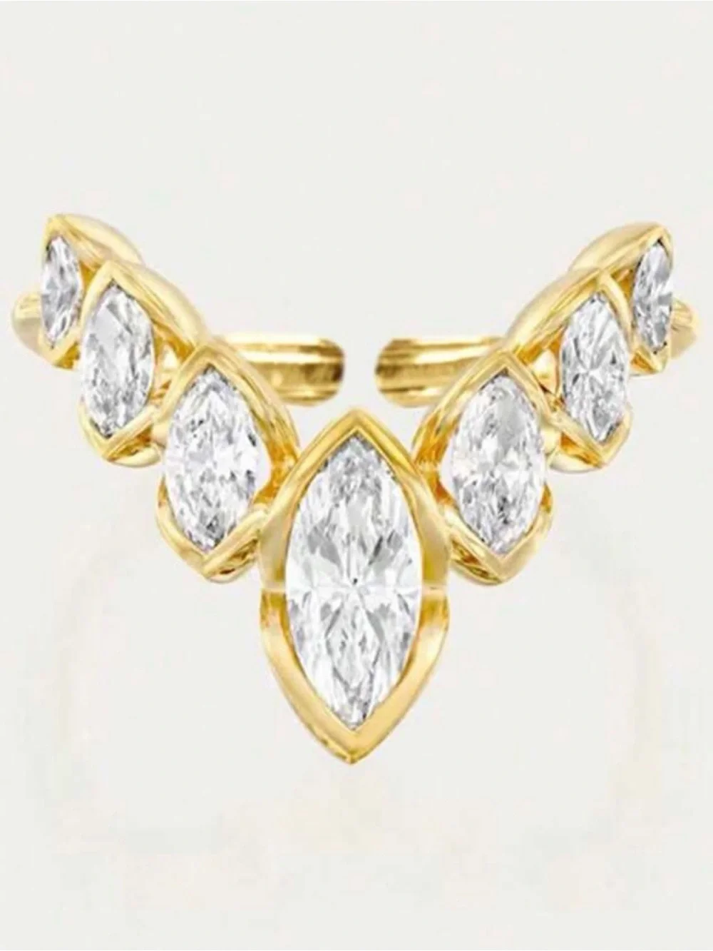 2/$30🌵 V Shaped Stone Size 7 Gold Tone Vintage Style Ring Stack Jewelry NEW
